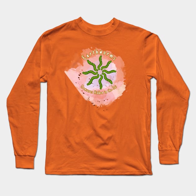 Green Earthworms - Treasures Hidden in the Soil Long Sleeve T-Shirt by PopArtyParty